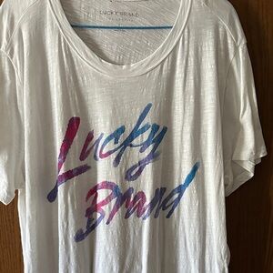 Lucky Brand White Tee with Vibrant Graphic